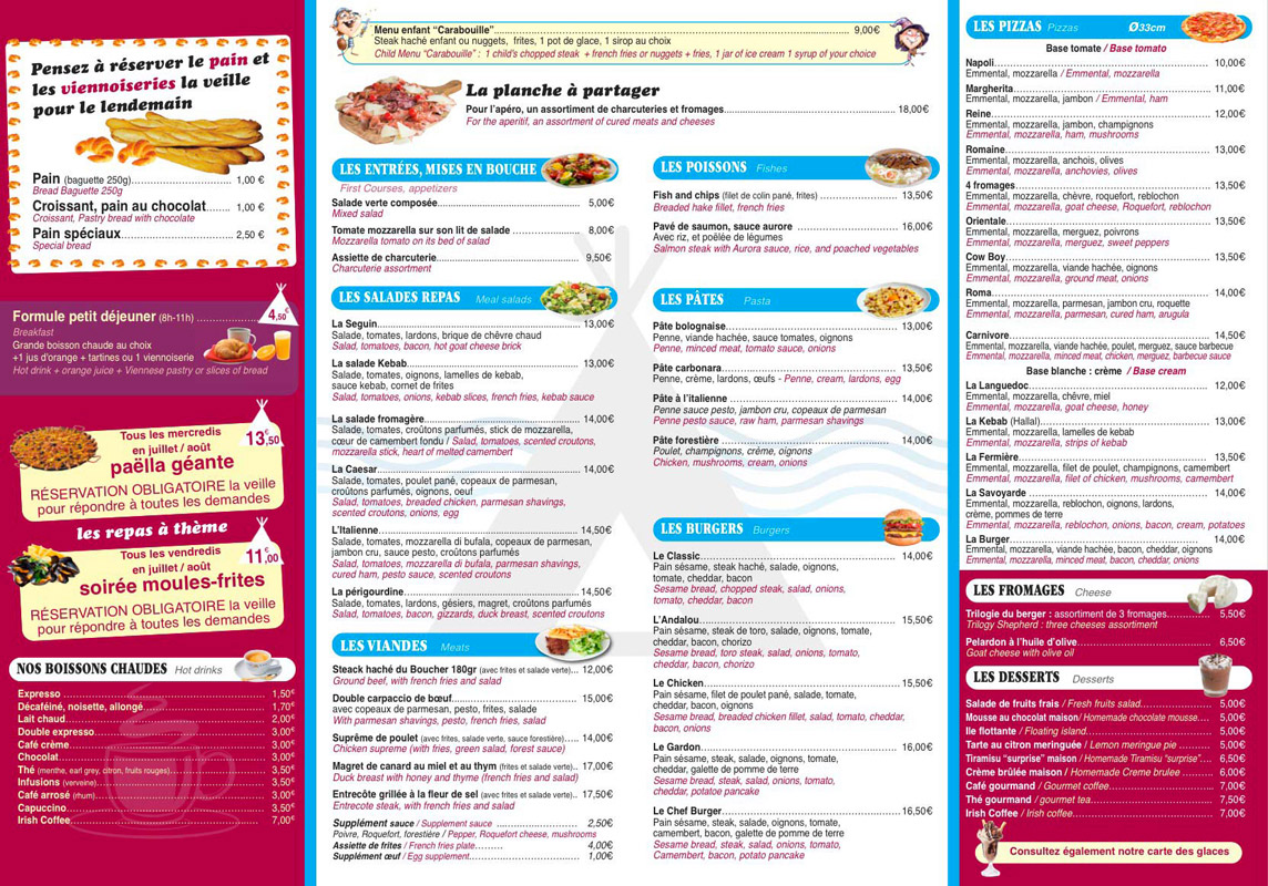 Menu de restaurant multilingue